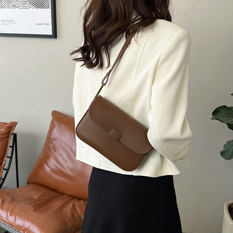 Túi đeo chéo IELGY màu trơn phong cách retro thời trang đơn giản dành cho nữ