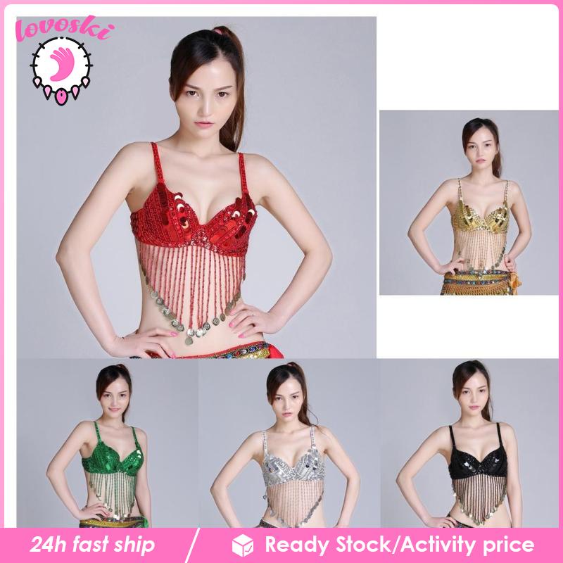 [Lovoski] Áo Ngực Đính Hạt Cườm Tua Rua Dùng Múa Bụng