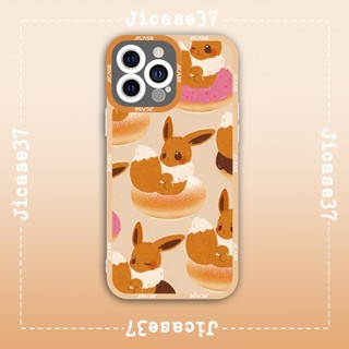 Ốp lưng iphone samsung xiaomi oppo cạnh vuông Jicase JMcase Eevee Donut Pokemon Anime Manga Nhật Bản