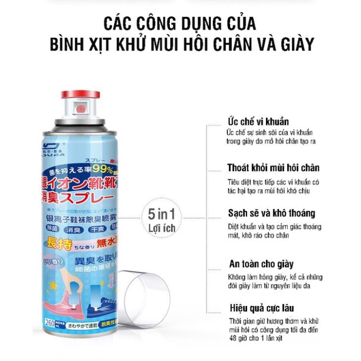 Chai Bình Xịt Khử Mùi Hôi Cho Giày/Dép Nhật Bản - Lưu Giữ Hương Thơm Cực Lâu