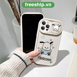 Ốp IPHONE trượt camera bảo vệ Hình Chú Chó Hoạt Hình Puchacco 14 13 11 pro max X Xr Xs 7 8 14 Plus Se 2020 12 pro max