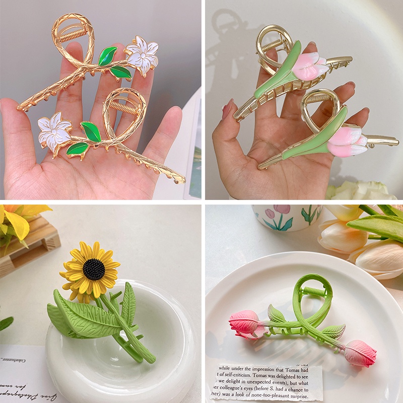 Kẹp Tóc Hình Hoa tulip / Hoa tulip / Hoa tulip Tráng Men Bằng Kim Loại Tráng Men Nhẹ Nhàng