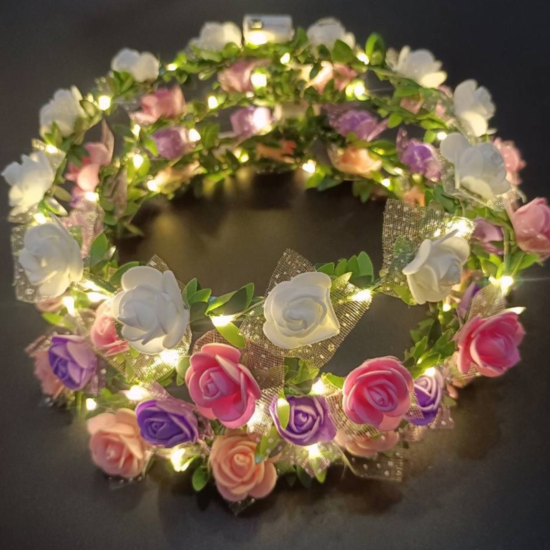 Băng Đô Cài Tóc Hình Vương Miện Đính Hoa Nhiều Màu Tùy Chỉnh Cho Nữ