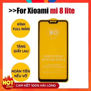 Kính Cường Lực Xiaomi Mi 8 Lite 9D Full Màn Hình tặng keo chống hở mép