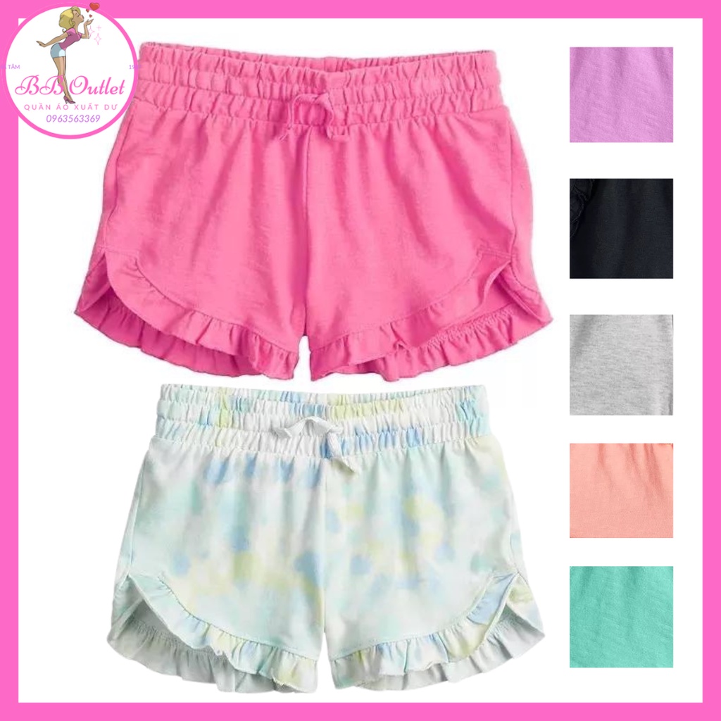 Quần đùi bé gái cotton viền bèo Jumping beans cỡ to 6t -12t