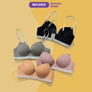 Áo Lót Nữ Đệm Vừa MICHOO Không Gọng Chất Su Mềm Mại Nâng Đẩy Ngực