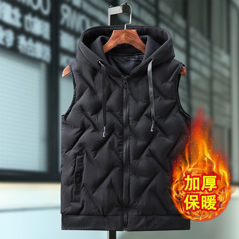 Áo Khoác Phao Cotton Dày Không Tay Có Nón Trùm Đầu Phong Cách Thu Đông Mới Cho Nam