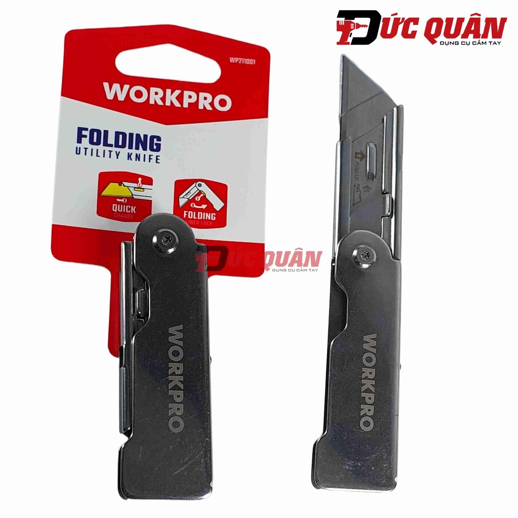 Dao rọc giấy loại gấp thép không gỉ Workpro WP211001