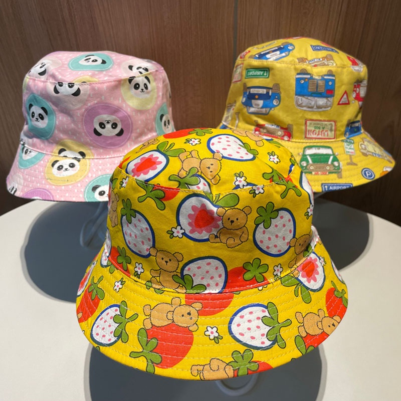 Mũ Tai Bèo Chống Nắng Tia UV Thoáng Khí Họa Tiết Hoạt Hình Dễ Thương Cho Bé