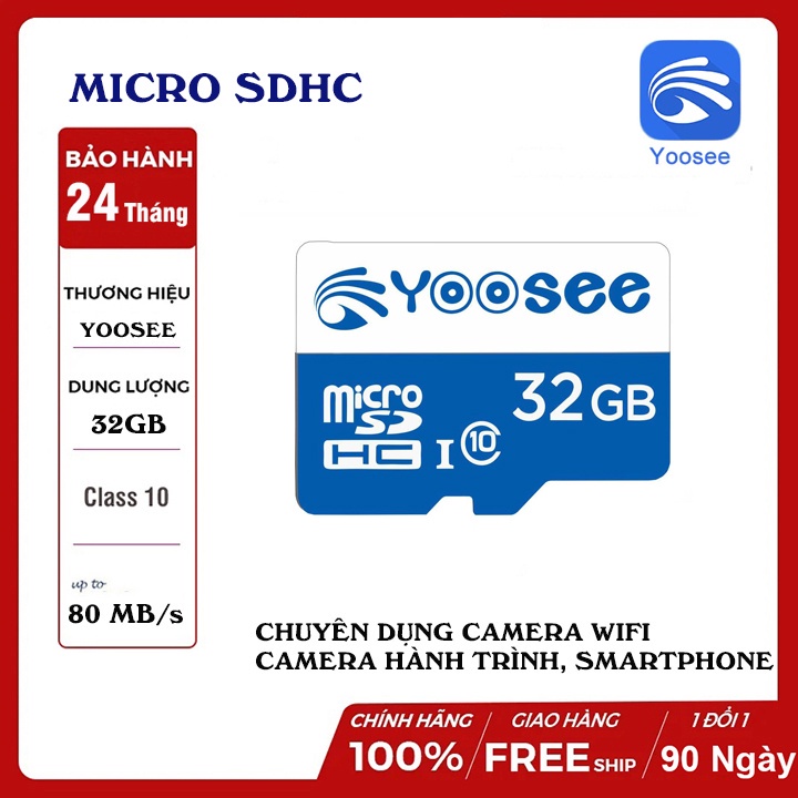 Thẻ nhớ Micro SDXC Yoosee 32GB | 64GB | 128GB Cao cấp, Class 10 - u3,tốc độ cao, Chuyên dụng Camera,...