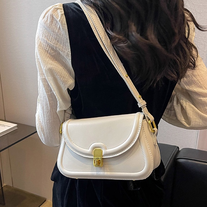 Túi Đeo Chéo Màu Trơn Phong Cách Retro Thời Trang Cho Nữ