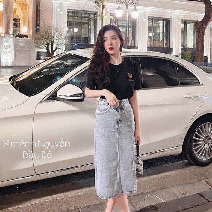 Chân váy bò nữ dáng dài xẻ tà, váy jeans Chữ A  Lưng Cao Thời Trang Cho Nữ kèm ảnh thật/ vide0