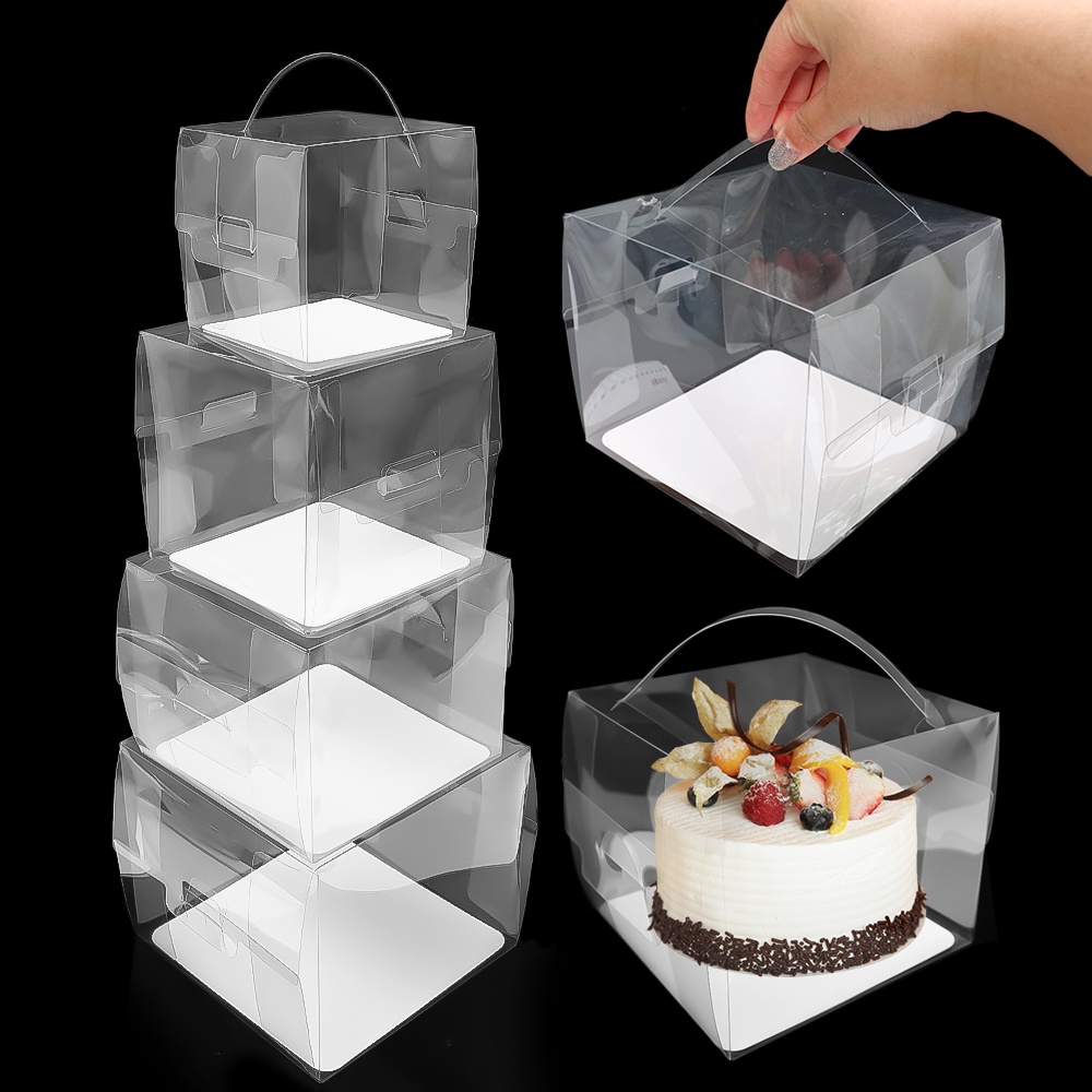 Hộp Đựng Bánh Kem Trong Suốt 2 / 3 / 4 / 5 inch Có Thể Gấp Gọn Tiện Dụng
