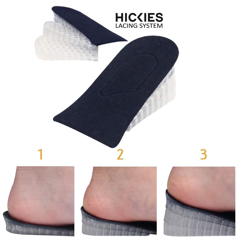 2 Miếng Lót Tăng Chiều Cao Hickies Lacing system Cho Nam Và Nữ - Đệm Gel Silicon Vô Hình - 3 Lớp Có Thể Tháo Rời