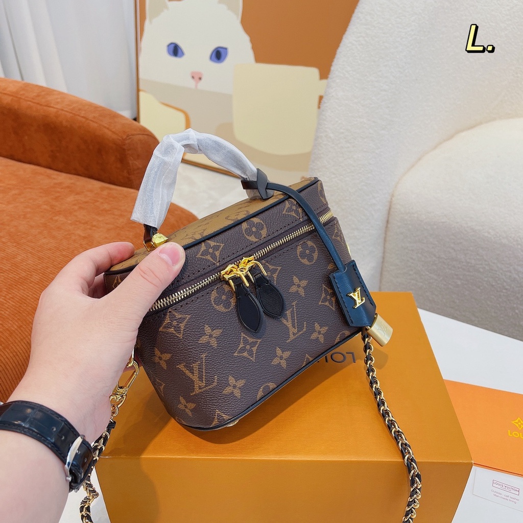 MWJG LV LOUIS VUITTON LV LOUIS VUITTON VANITY Small Handbag MONOGRAM Leather Women's Fashion Style Cosmetic Bag2022
