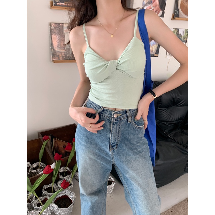 Áo hai dây SUXI có mút đệm ngực thời trang mùa hè quyến rũ cho nữ