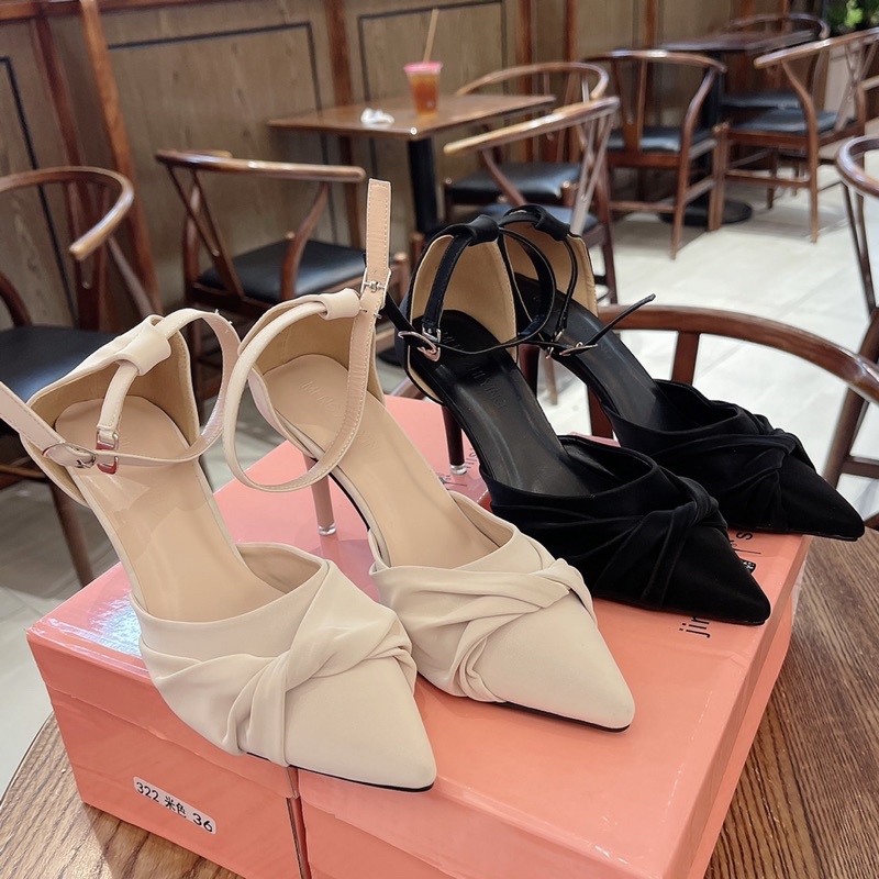 Hình thật - Giày nơ chéo cao 5P 7P HÀNG QUẢNG CHÂU CC