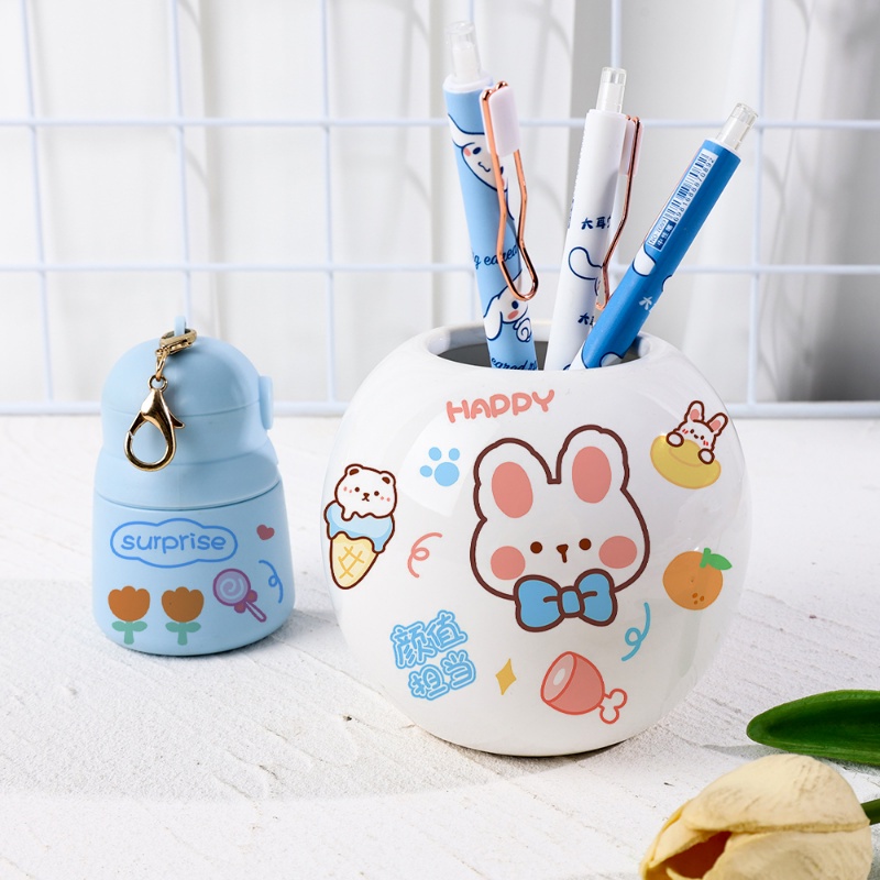 1 Tấm Nhãn Dán Trang Trí Điện Thoại / Nhật Ký / Sổ Tay Bằng PVC Chống Nước Hình Thỏ Dễ Thương DIY