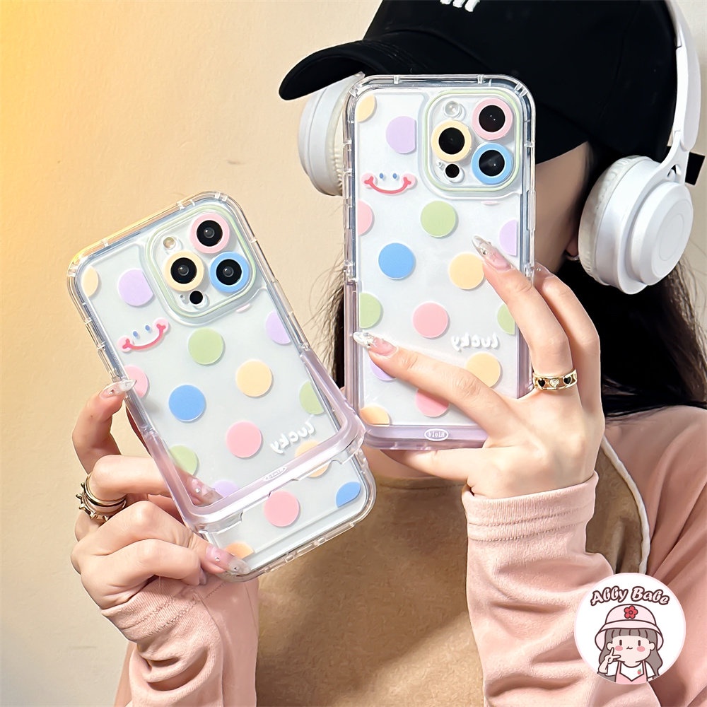 Ốp Điện Thoại TPU Mềm Chống Sốc Họa Tiết Chấm Bi / Mặt Cười Nhiều Màu Sắc Cho Iphone 13 12 11 Pro Max XR 8 7 Plus