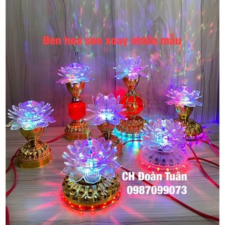 Đèn thờ hoa sen xoay 360độ nhiều mẫu - Đèn bàn thờ hoa sen xoay đổi màu