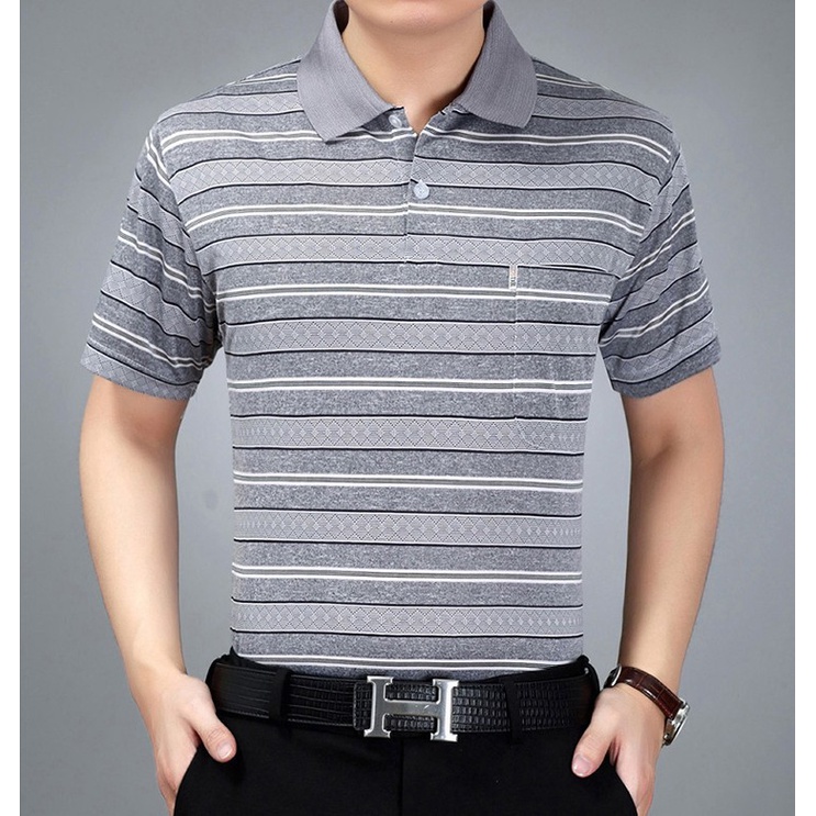 Áo Thun Trung Niên Có Túi Cổ Bẻ