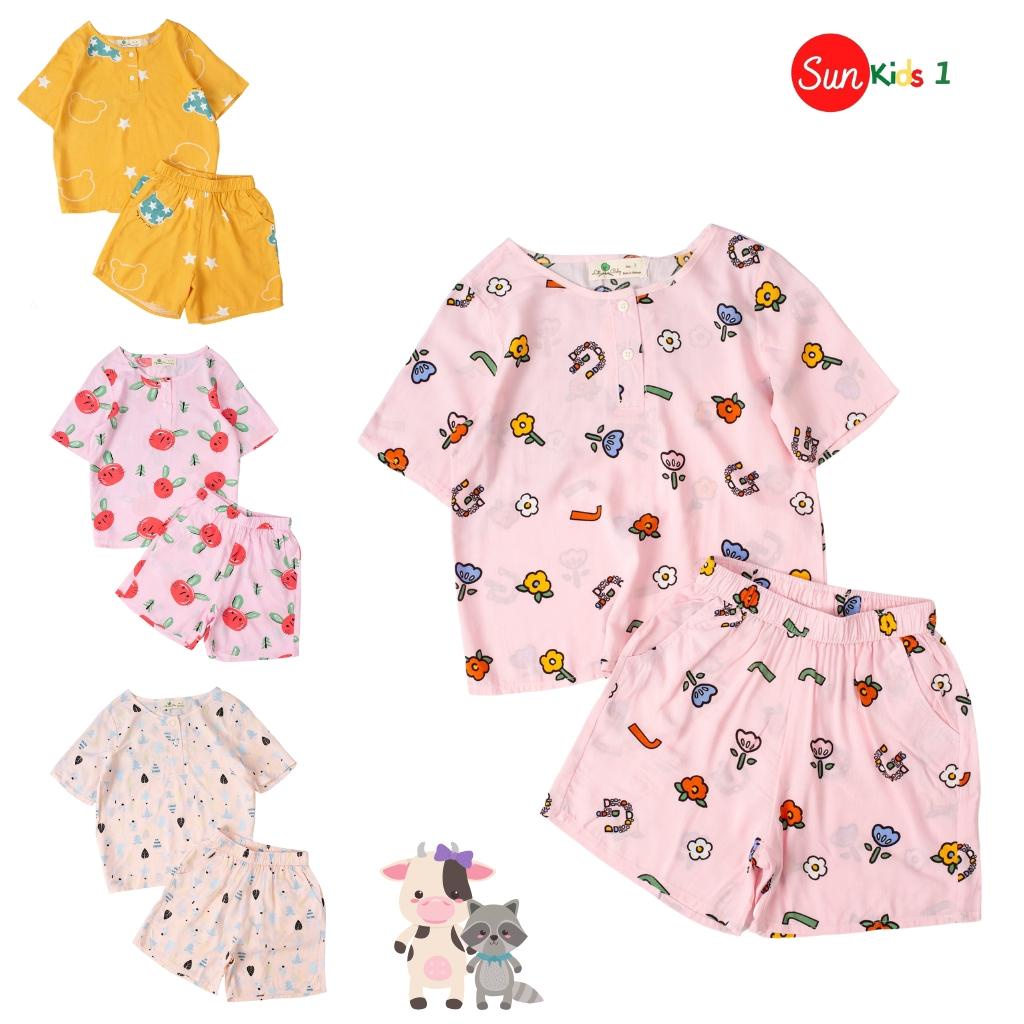 Đồ bộ cho bé gái, đồ lanh bé gái chất lanh thái mềm mát, size 3-10 tuổi - SUNKIDS1
