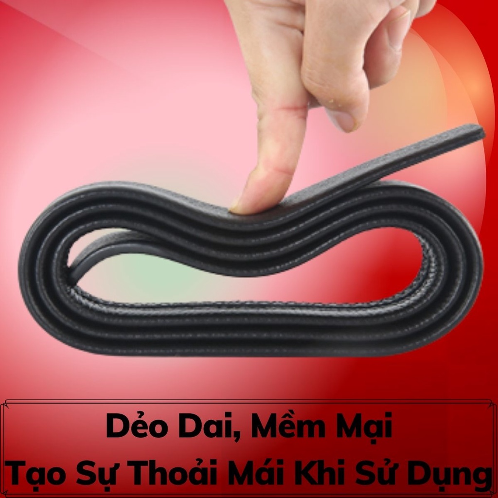 Dây Lưng Da Bò Nam Cao Cấp Màu Đen Không Bong Tróc, Nứt Gãy Kèm Đầu Khoá Tự Động Kim Loại Chắc Chắn -Bảo Hành 5 Năm