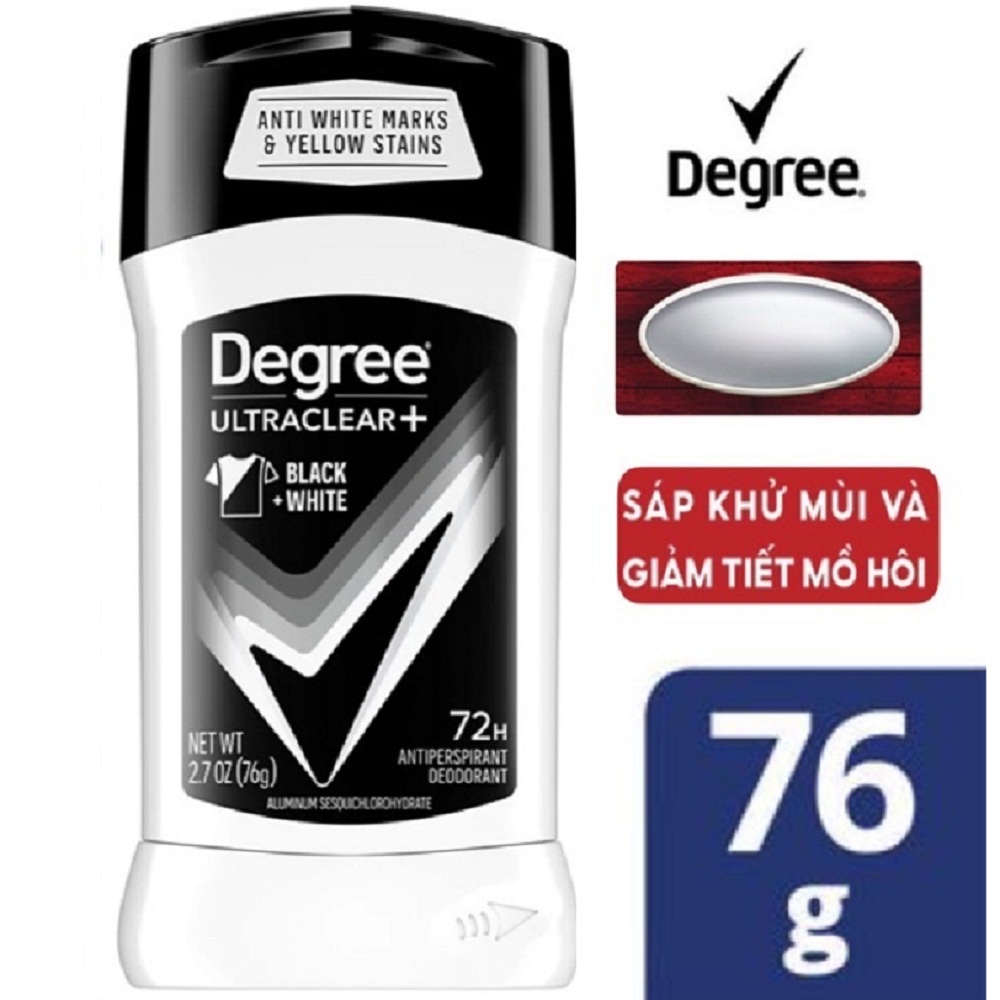 Sáp Khử Mùi Nam 76G Degree Men Ultraclear Black & While Chính Hãng.