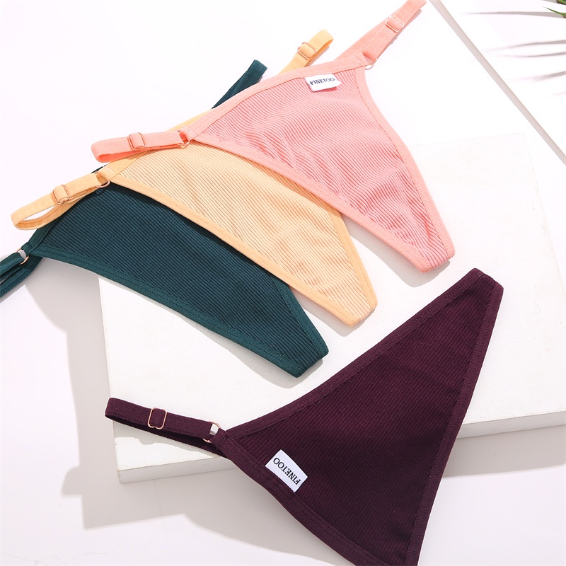 Quần lót cotton ROSYCORAL lọt khe lưng thấp màu trơn gợi cảm cho nữ