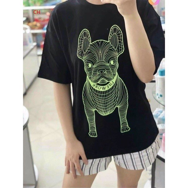 Áo Phông Cổ Tròn Nam Nữ In 3D Hình Chó 2 Mặt ,Cotton 100% Kiểu Dáng Trẻ Trung Năng Động