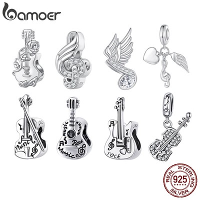 Mặt dây chuyền BAMOER bằng bạc 925 hình nốt nhạc kiểu dáng thời trang