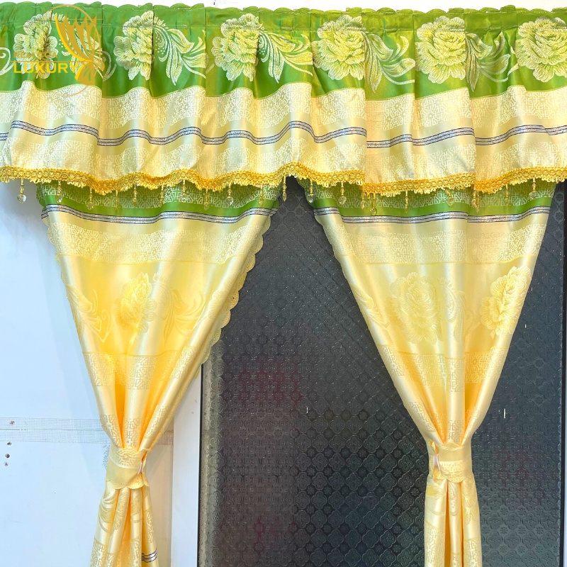 Rèm thổ cẩm Vintage màu Xanh Lá dùng cho trang trí cửa sổ, cửa chính Luxury