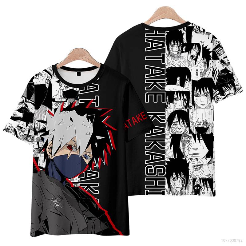 Áo Thun Tay Ngắn Dáng Rộng Họa Tiết Hoạt Hình Naruto Obito Kakashi Thời Trang Cho Nam Và Nữ