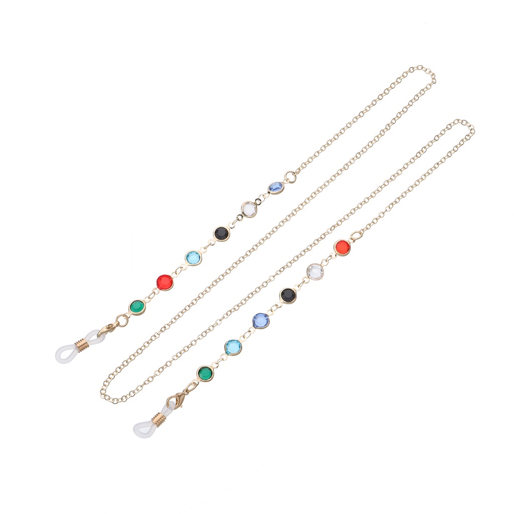 Set 2 Dây Đeo Mắt Kính Đính Đá Bằng Thép Màu Sắc Xinh Xắn