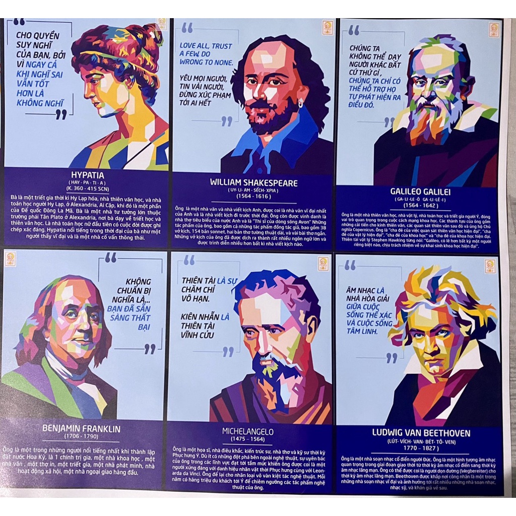 Tranh decal dán tường vĩ nhân 24 TẤM A4 có Bác Hồ