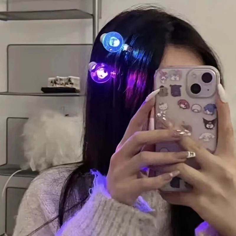 Kẹp Tóc Hình Bóng Đèn Phát Sáng Thiết Kế Đơn Giản Thời Trang Cho Nữ