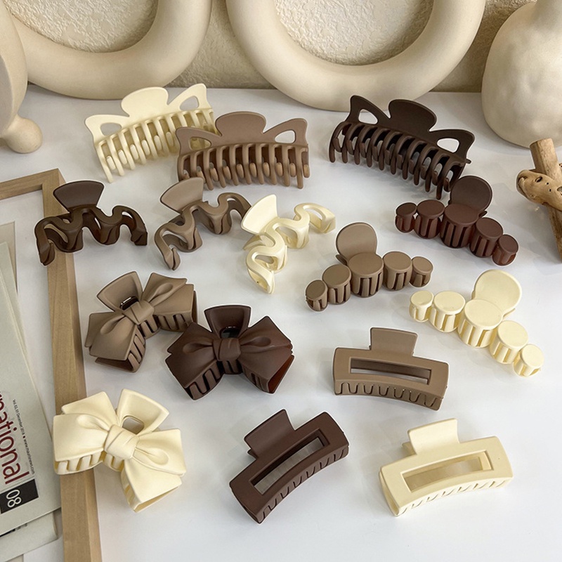 Kẹp Tóc Cà Phê Màu Cà Phê Sữa Nhám Kích Thước Lớn Thời Trang Thanh Lịch Cho Nữ