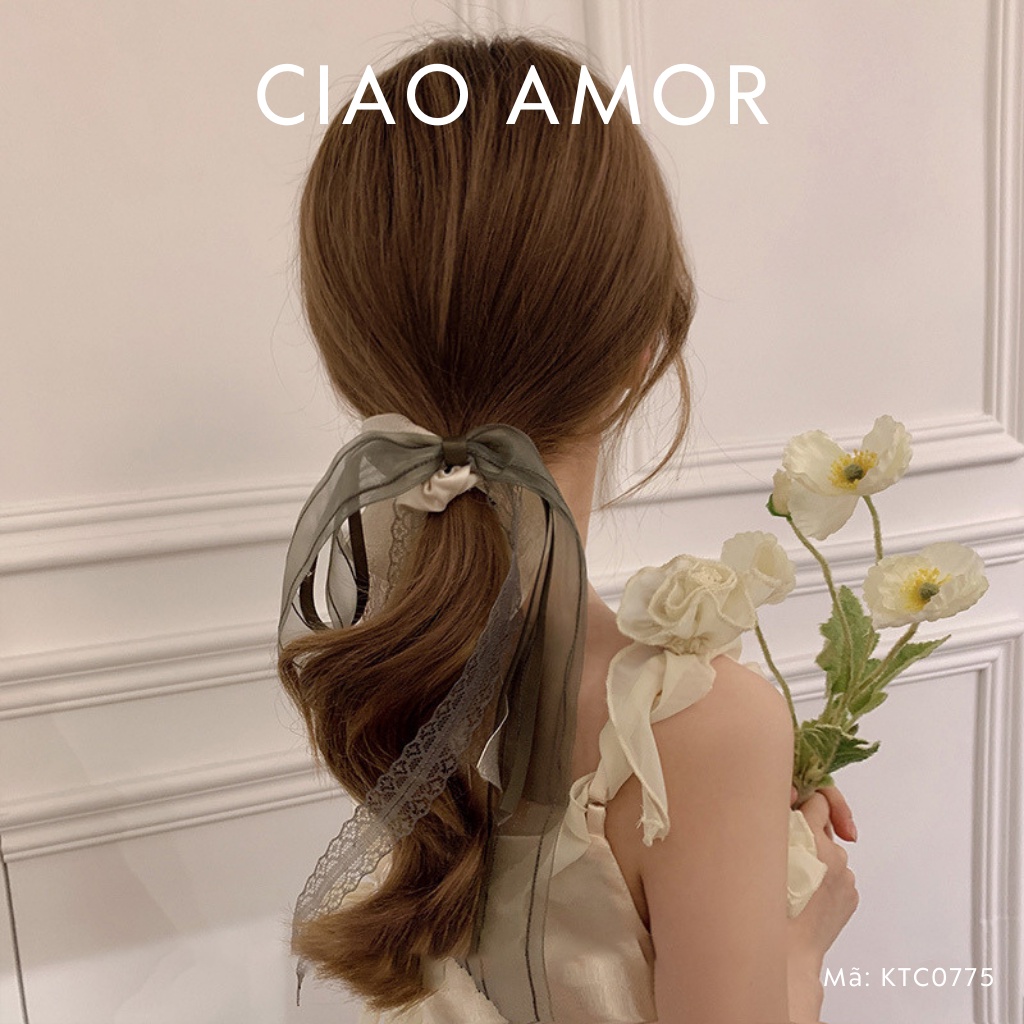 Kẹp tóc nữ nơ thanh mảnh nhỏ dây xuống vintage tiểu thư Phụ kiện tóc - KTC0775