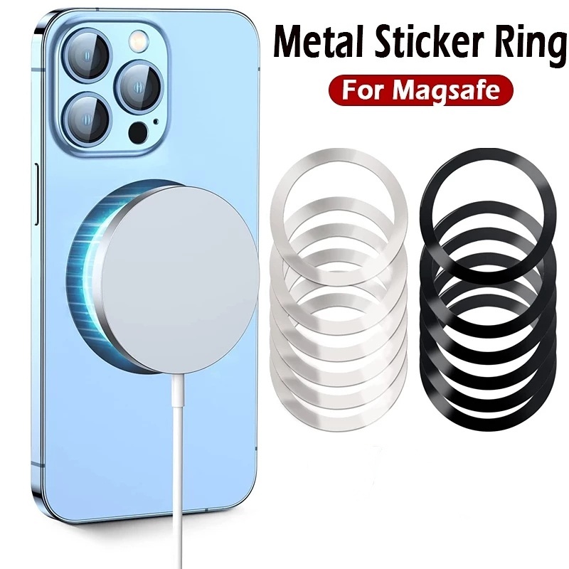 Miếng Dán Đỡ Điện Thoại Kiêm Sạc Không Dây Siêu Mỏng Bằng Kim Loại Hít Nam Châm Cho Xe Hơi