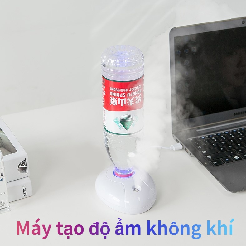 Máy tạo độ ẩm không khí MINI, máy xông hơi tinh dầu trong phòng ngủ và xe hơi, USB + LED