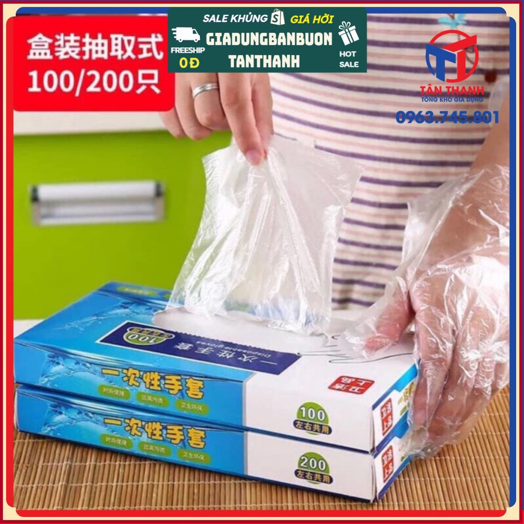 Hộp găng tay nilong 200 đôi siêu dai siêu bền.aquyen