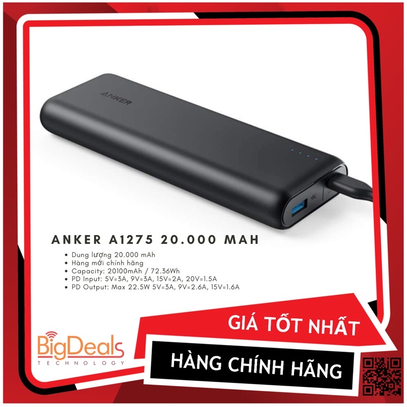 Pin sạc dự phòng Anker PowerCore Speed 20000Mah PD A1275 | USEDVN