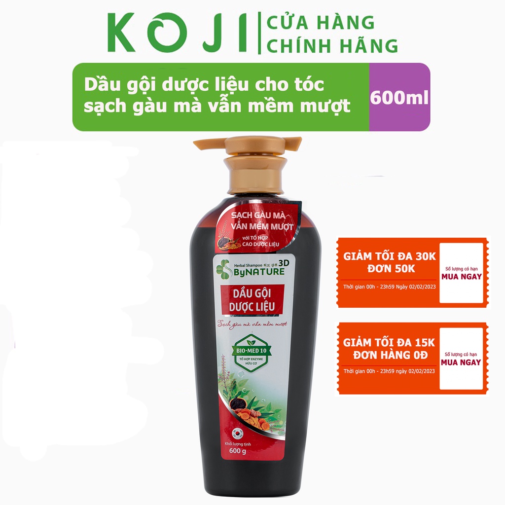 Dầu gội dược liệu By NATURE 600g cho tóc sạch gàu mềm mượt.
