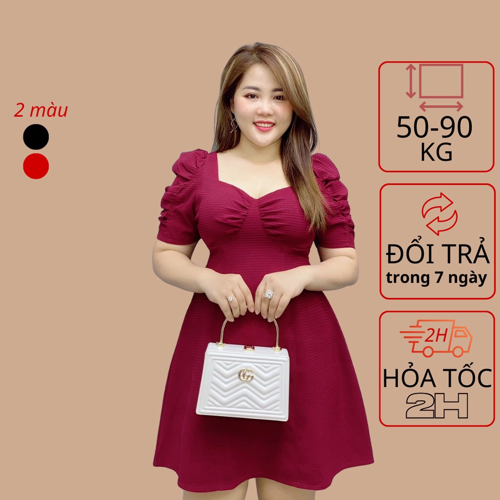 Váy đầm bigsize nữ dự tiệc đi chơi chất xốp Rosebigsize 50 - 90 kg