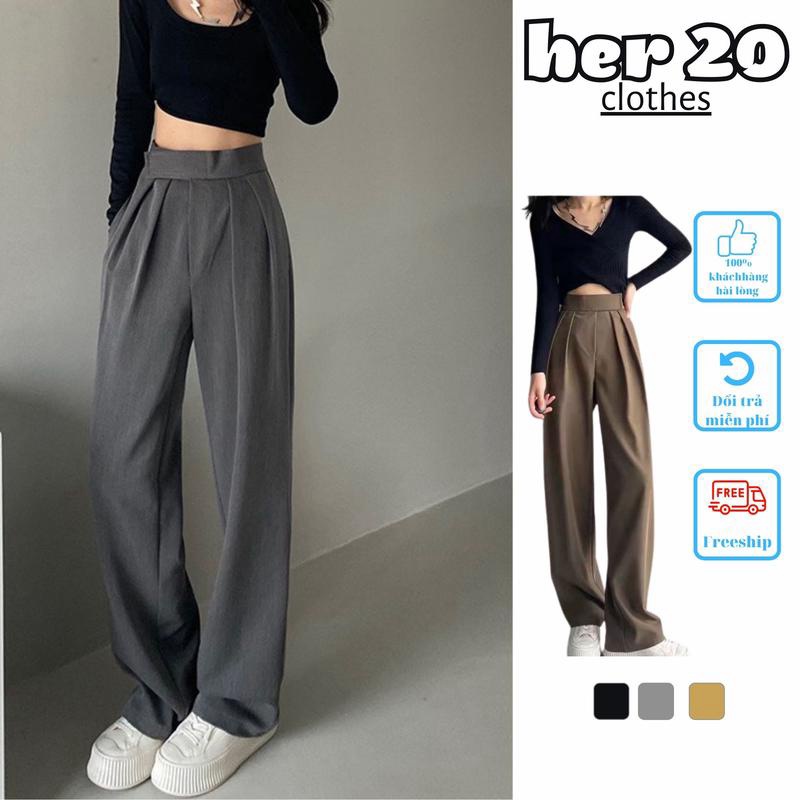 Quần Suông Lưng Cao Cạp Dán Chất Tuyết Mưa, Quần Culottes Ống Xuông Cạp Cao Cho Nữ Cao Câp