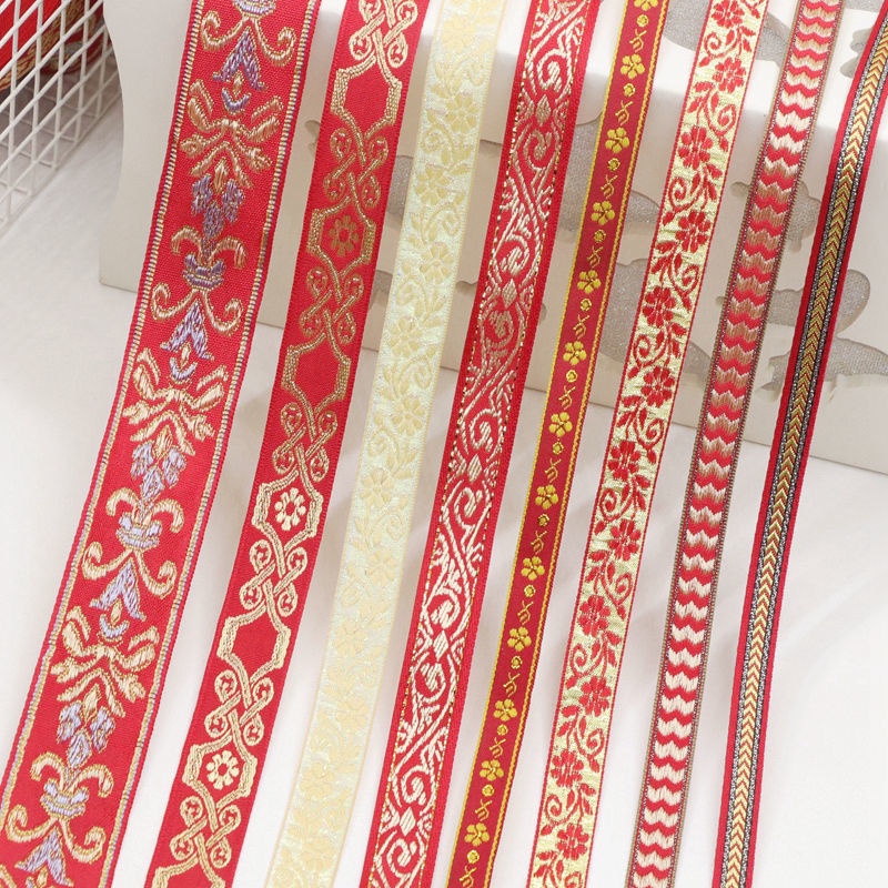 Vải Ren Thêu Họa Tiết Màu Đỏ Phong Cách Trung Hoa Độc Đáo Dùng Trang Trí Quần Áo diy