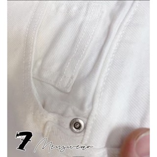 Quần jean nam trắng rách gối RA vải dày dặn co giãn bốn chiều form ôm hàng VNXK