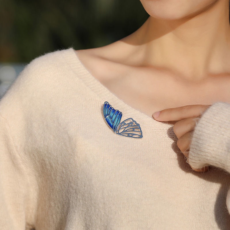 Ghim Cài Áo Hình Bướm Tráng Men Sang Trọng Phong Cách Trung Hoa Cổ Điển