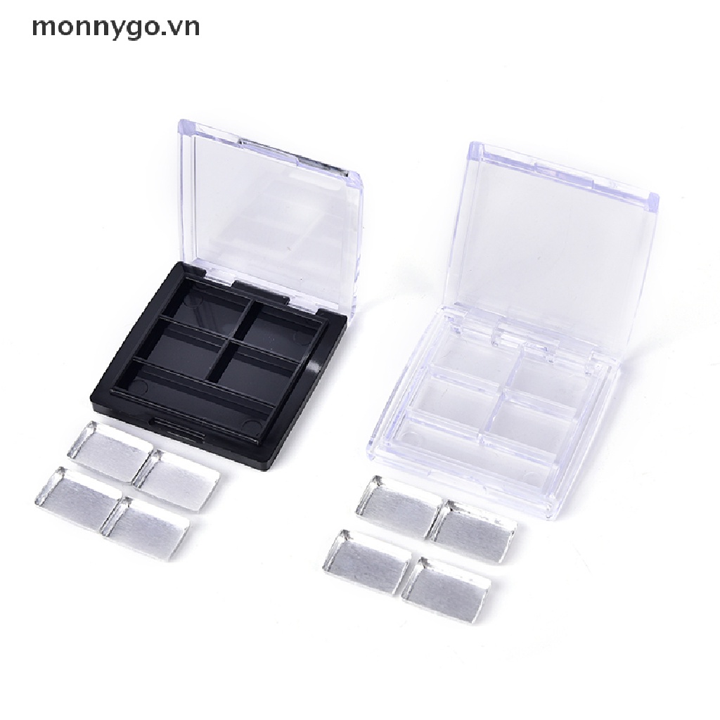 Hộp Rỗng 4 Ngăn Hình Vuông Đựng Phấn Mắt / Son Môi Kèm Bảng Phấn