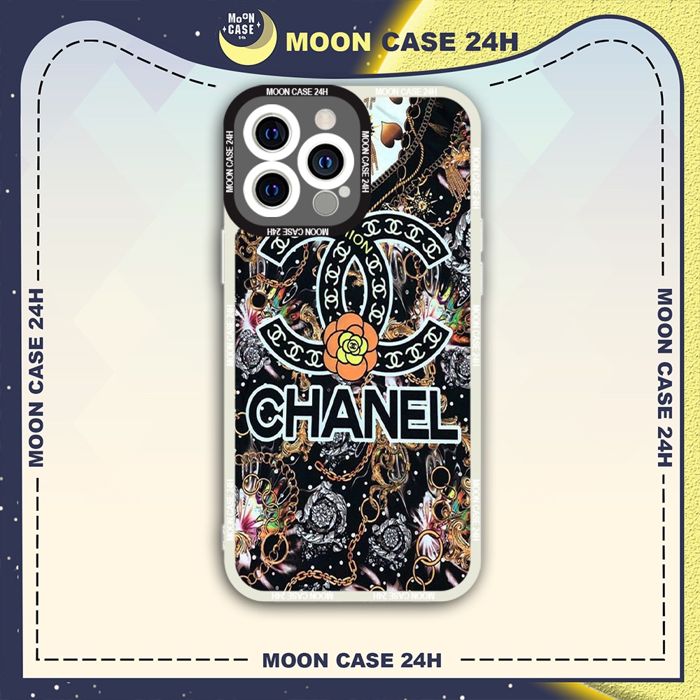 Ốp lưng iphone cạnh vuông Moon Case Chanel 7/7plus/8/8plus/x/xs/11/12/13/14pro/max/plus/promax